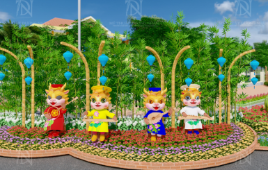 Trang hoàng đón tết với mô hình mút xốp rồng tết 2024