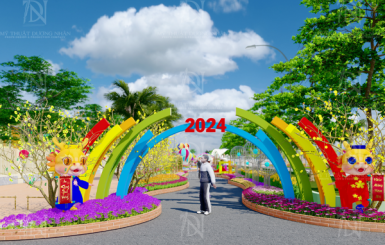 Thi công thiết kế đường hoa Tết 2024: Mang lại sắc xuân tươi mới