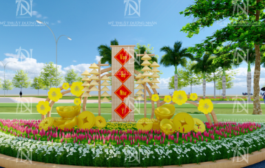 Thiết kế thi công đường hoa Tết Nguyên Đán rực rỡ sắc màu