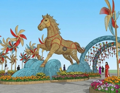 Thiết kế và thi công đường hoa Tết Bính Ngọ 2026 sáng tạo, ấn tượng