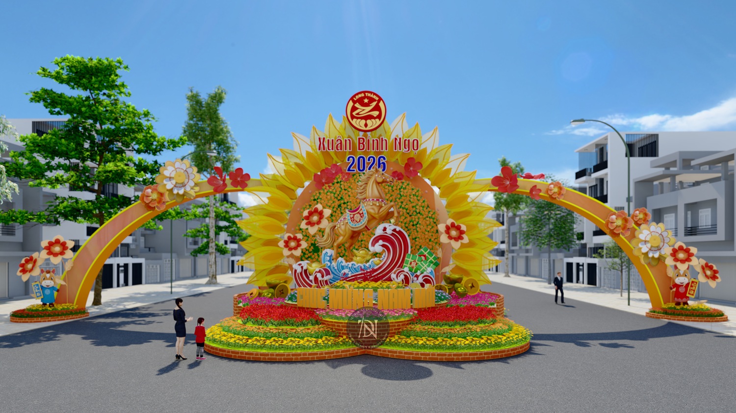 Thi công đường hoa tết trọn giói